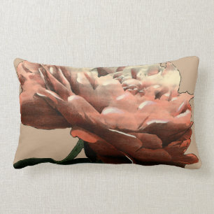 Coussin Rectangle Rose rouge rouge avec les accents blancs