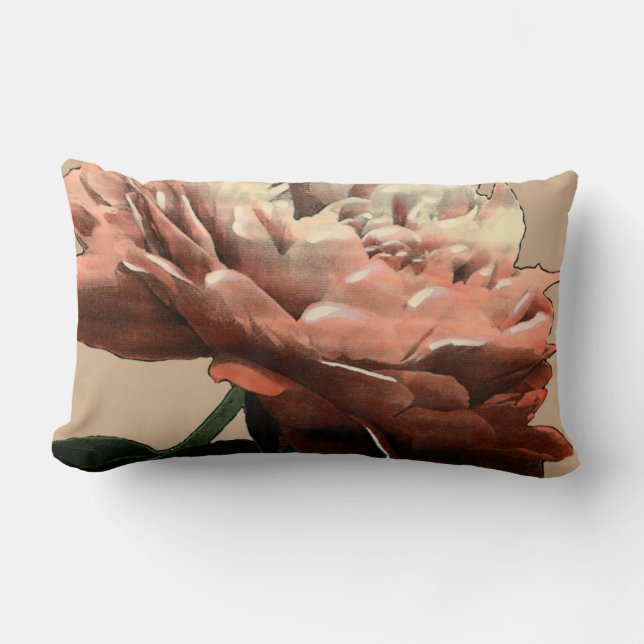 Coussin Rectangle Rose rouge rubis aux accents blancs (Recto)