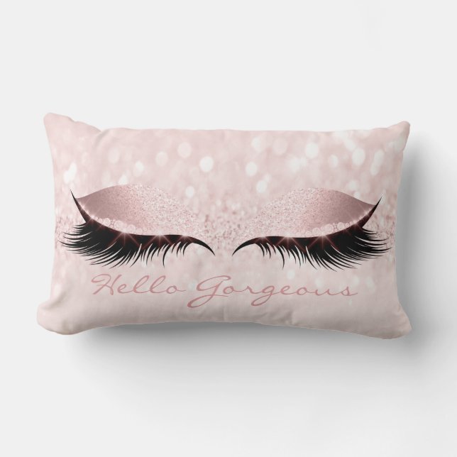 Coussin Rectangle Rose Sweet Girl Lashes Hello Gorgey (Recto)