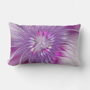 Coussin Rectangle Rose violet passion Fleur Art Abstrait Fractal