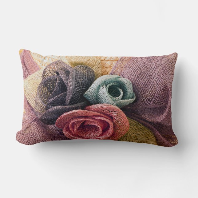 Coussin Rectangle Roses de la Raffie (Recto)