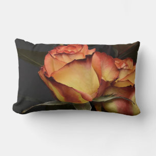 Coussin Rectangle Roses orange, rouge et jaune
