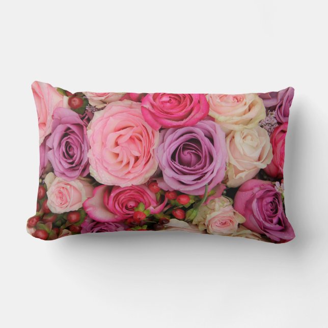 Coussin Rectangle Roses roses mixtes par Therosegarden (Recto)