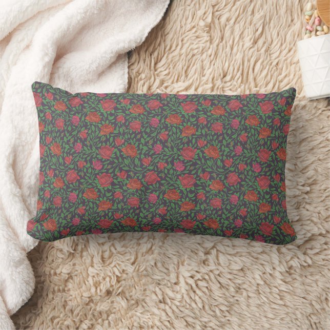 Coussin Rectangle Roses rouges et fuchsia parfaites de style gothiqu (Couverture)