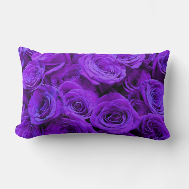 Coussin Rectangle roses violet romantique, joli bouquet de rose (Recto)