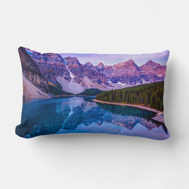 Coussin Rectangle Rosy Nuages avant lever du soleil au lac Moraine (Recto)