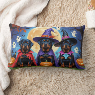 Coussin Rectangle Rottweiler Chiens Citrouille Halloween Funny