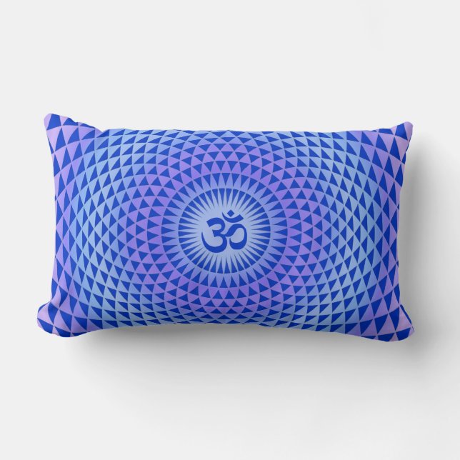 Coussin Rectangle Roue de méditation fleur de lotus pourpre OM (Recto)