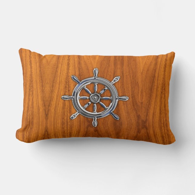 Coussin Rectangle Roue nautique sur la chaussée de teck (Recto)