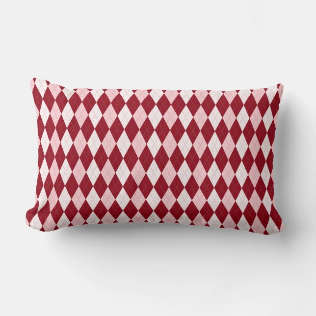 Coussin Rectangle Rouge Argyle Rouge Clair Petit Diamant (Recto)