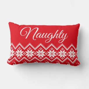 Coussin Rectangle Rouge Blanc lettrage manuscrit méchant ou gentil