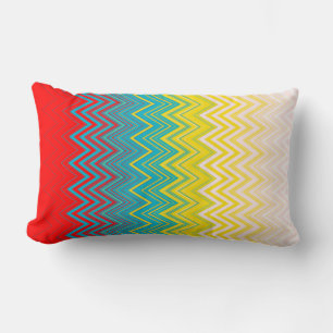Coussin Rectangle Rouge bleu Jaune Chic Motif unique Zigzag