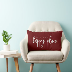 Coussin Rectangle Rouge Bourgogne C'est mon endroit heureux Moderne