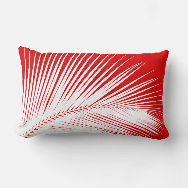 Coussin Rectangle Rouge de corail blanc et foncé de palmette - (Recto)