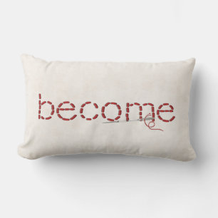 Coussin Rectangle rouge DEVENIR point de texte avec aiguille