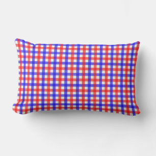 Coussin Rectangle Rouge Et Bleu En vichy Plaid
