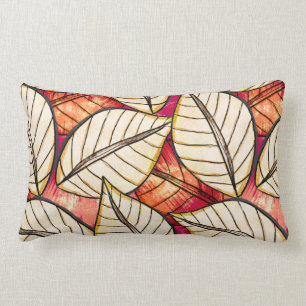 Coussin Rectangle Rouge et orange de la forêt tropicale tropicale a