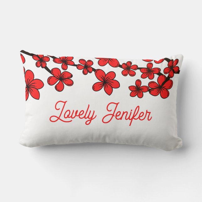 Coussin Rectangle Rouge Floral Lovey Jenifer (Verso)