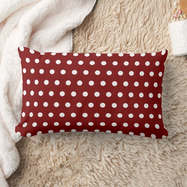 COUSSIN RECTANGLE ROUGE FONCÉ BLANC À POIS PERSONNALISÉ STYLÉ SIMPLE (Couverture)