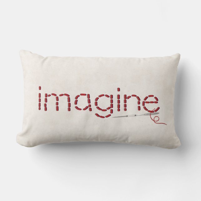 Coussin Rectangle rouge Imagine point de texte avec aiguille (Recto)