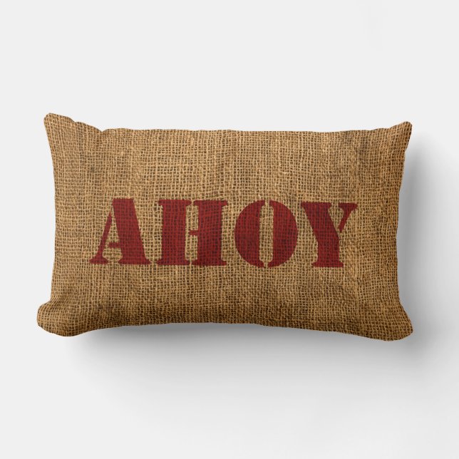 Coussin Rectangle Rouge nautique de mot oh (Recto)