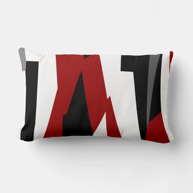 Coussin Rectangle Rouge noir et blanc abstrait (Recto)