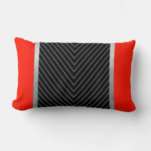 Coussin Rectangle Rouge, noir, gris et blanc