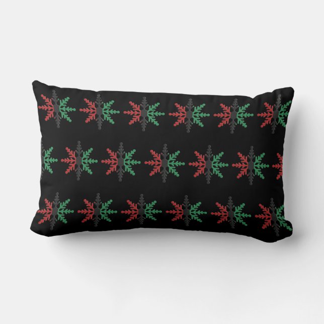Coussin Rectangle Rouge Noir Vert Snowflakes Kwanzaa (Verso)