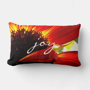 Coussin Rectangle Rouge Orange Gerbera Daisy Photo Joie Script Moder