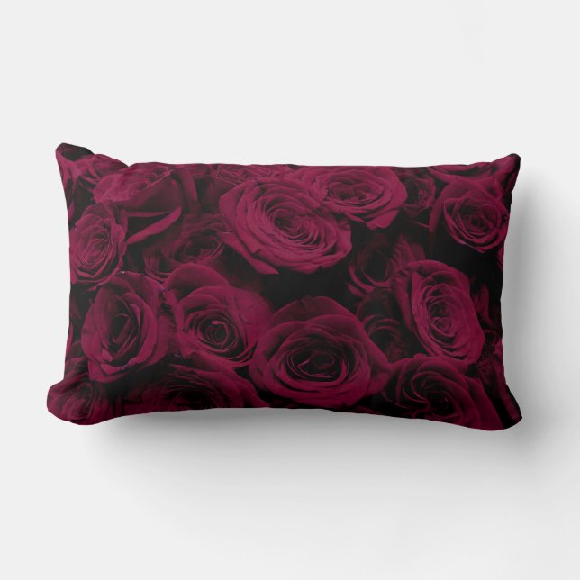 Coussin Rectangle Rouge profond, Roses de Bourgogne, photo florale r (Recto)