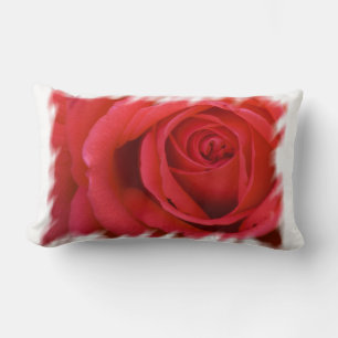 Coussin Rectangle Rouge Rose Blanc Bordure Lumbar
