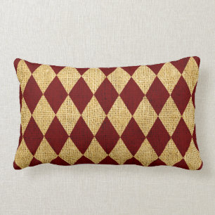 Coussin Rectangle Rouge rustique de motif de harlequin de cirque