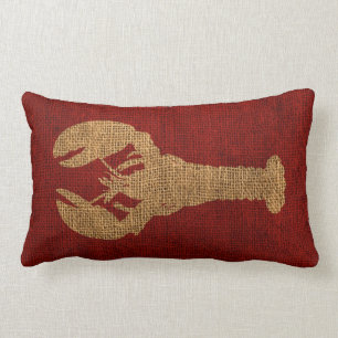 Coussin Rectangle Rouge rustique nautique de homard