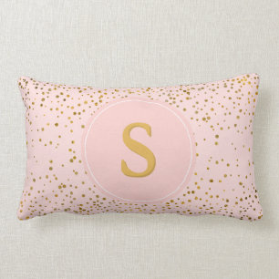 Coussin Rectangle Rougissent l'initiale rose de monogramme des