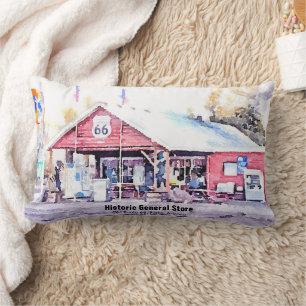 Coussin Rectangle Route historique 66 Arizona General Store Aquarell