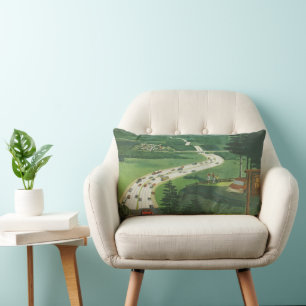 Coussin Rectangle Routes Scéniques Américaines Vintage, Road Trip en