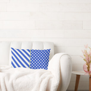 Coussin Rectangle Royal Blue Pois and Stripes par ShirleyTaylor