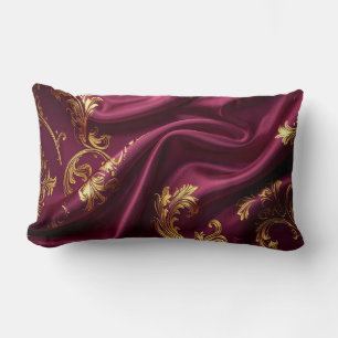 Coussin Rectangle Royal Burgundy & Gold Majestic Filigree Pillow
