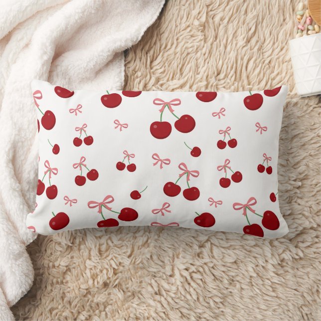 Coussin Rectangle Ruban rouge de cerise motif sans couture Fruit mig (Couverture)