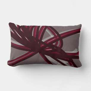 Coussin Rectangle Rubans Abstraits artistiques gris et bordeaux