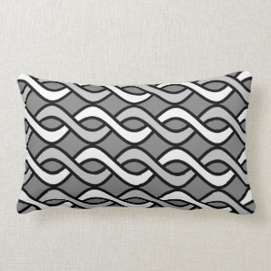 Coussin Rectangle Rubans modernes de la moitié du siècle, gris, no