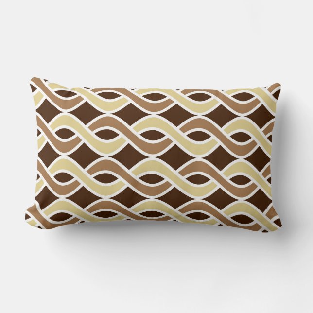 Coussin Rectangle Rubans Modernes du Milieu du Siècle, taupe et marr (Recto)