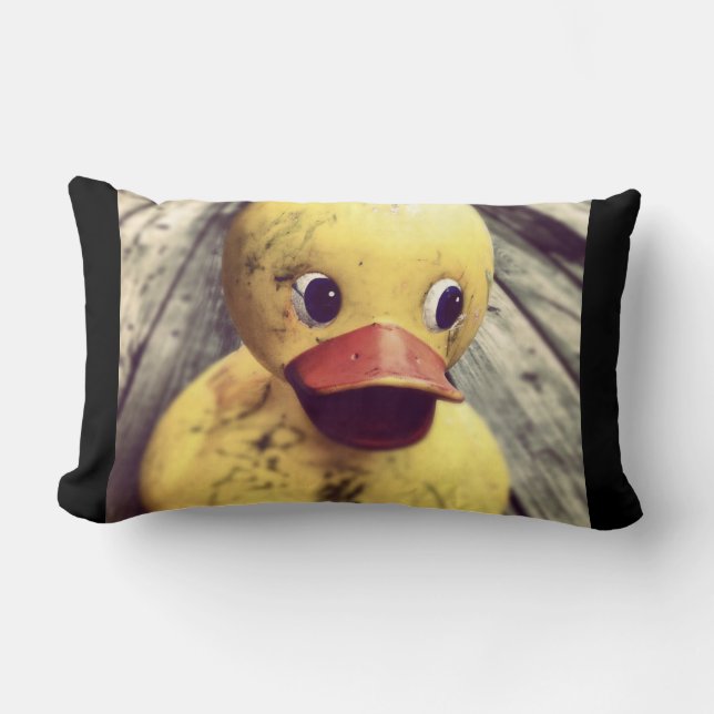Coussin Rectangle Rubber Jaune Ducky a besoin d'un bain ! (Recto)
