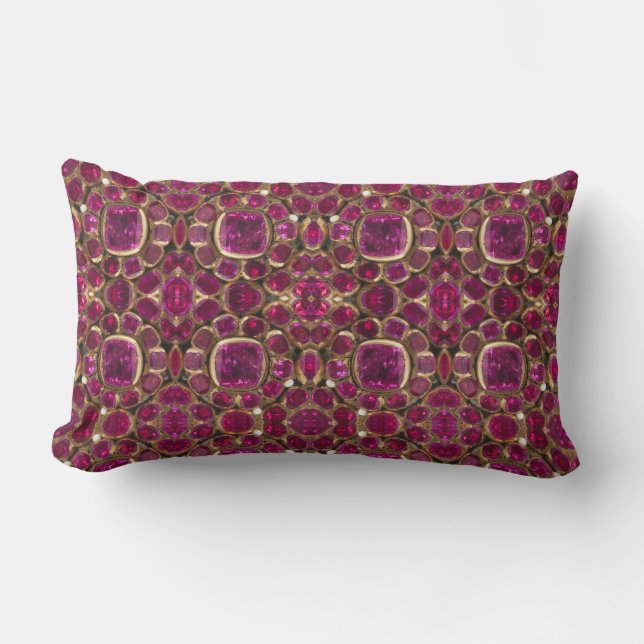Coussin Rectangle Ruby Gold Gemstone Motif Élégant Chic (Recto)