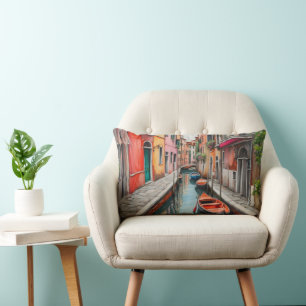 Coussin Rectangle Rue aquarelle à Venise