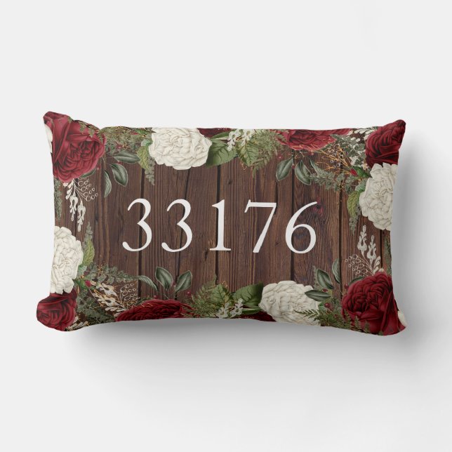 Coussin Rectangle Russe Code Zip Roses Juste Marié Couple (Recto)