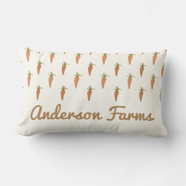 Coussin Rectangle Rustic Garden Decor Carrot Farm Nom de famille (Recto)