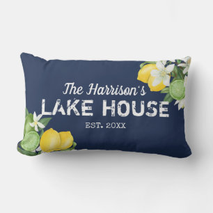 Coussin Rectangle Rustic Lake House Nom de famille personnalisé Lumb