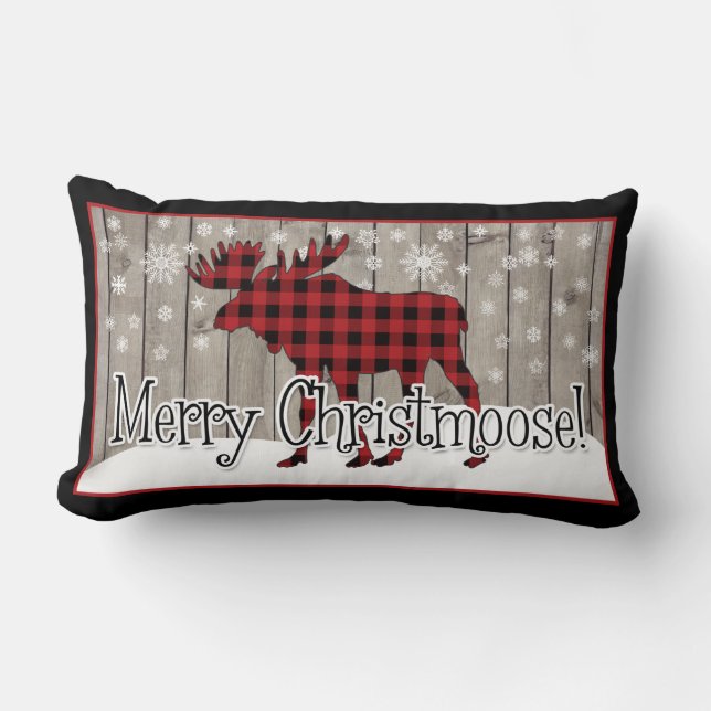 Coussin Rectangle Rustic Merry Christmoose Lumbar Pillow (Recto)