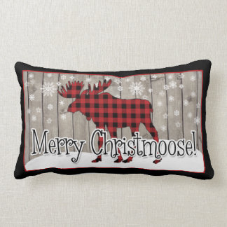 Coussin Rectangle Rustic Merry Christmoose Lumbar Pillow